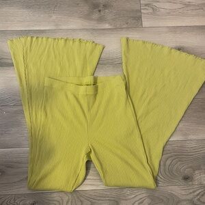 Aerie Yellow Green Flare Pants